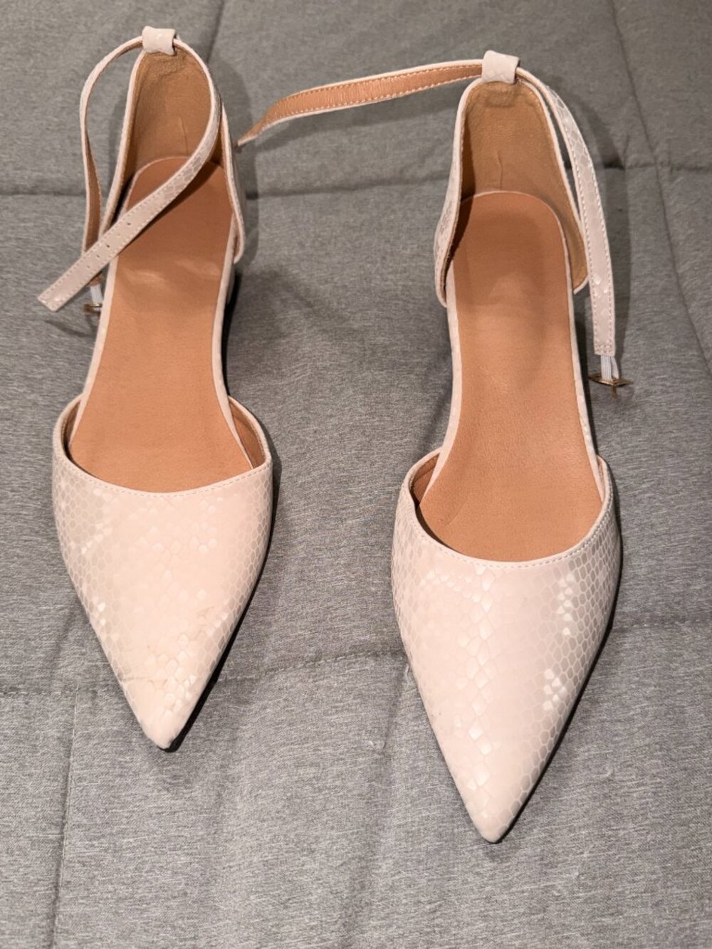 Pointy Closed Toe Block Heel - Croc Printed